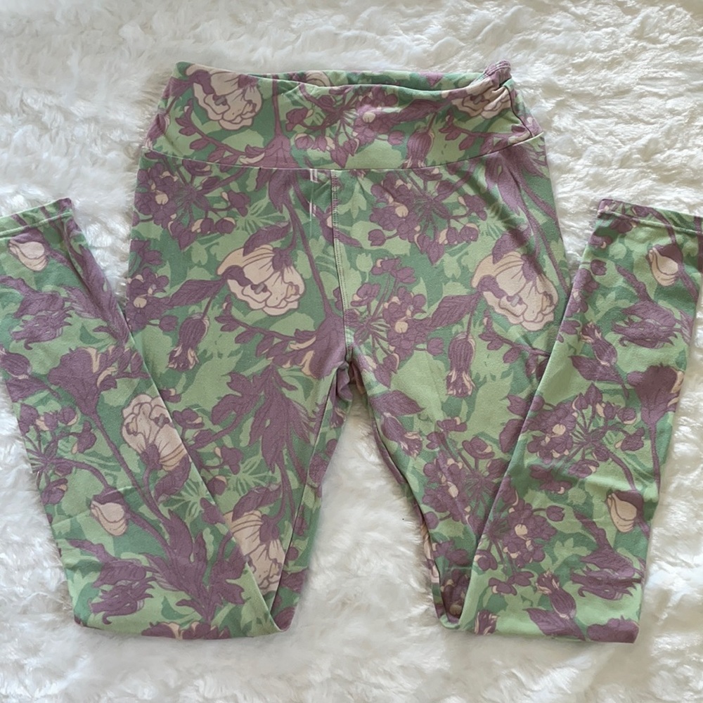LuLaRoe Leggings OS one size mint lavender flowers